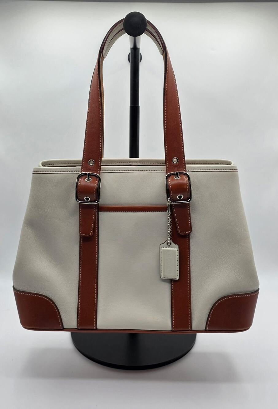 Vintage Coach Hamptons 7588 Leather Carryall Ivory Brown 2002 - 24 Years VGUC